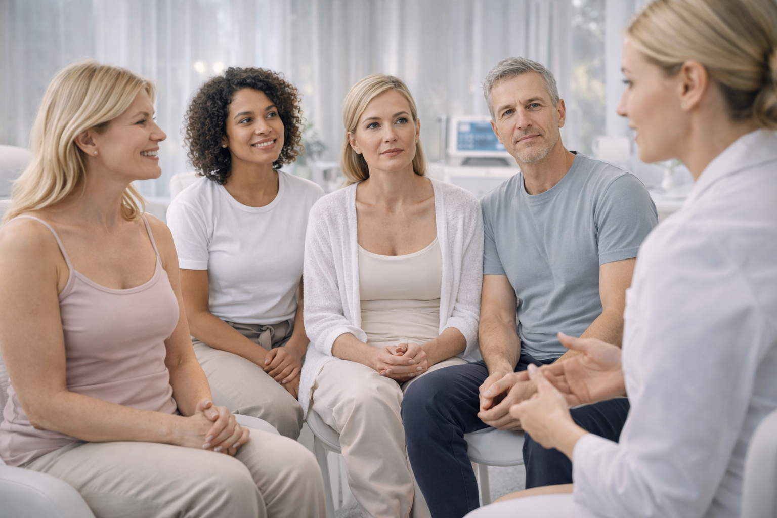 Illustration of diverse people seeking aesthetic care