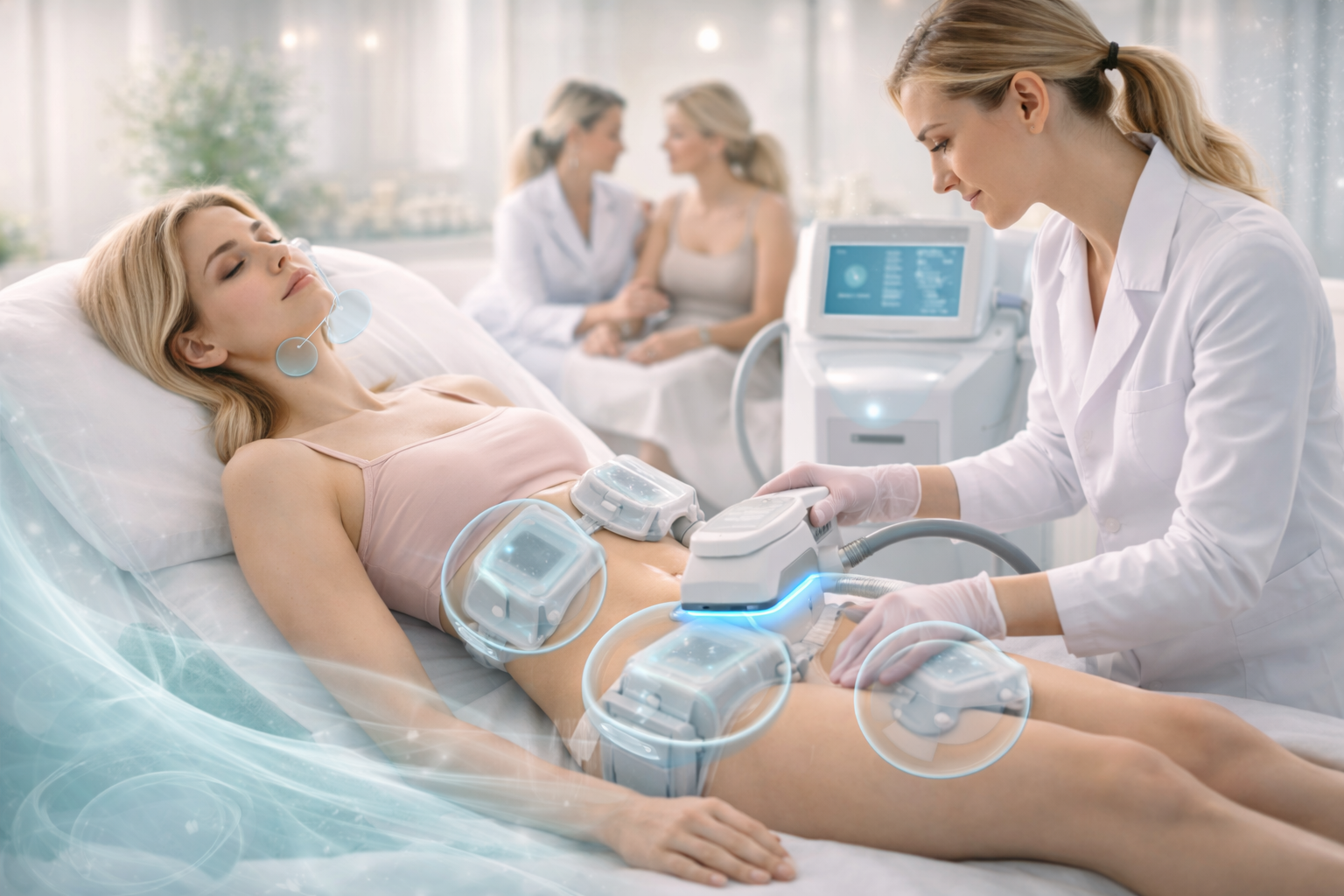 Illustration of cryolipolysis treatment areas